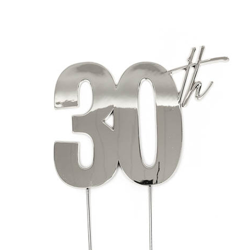 30th - SILVER Plated Cake Topper