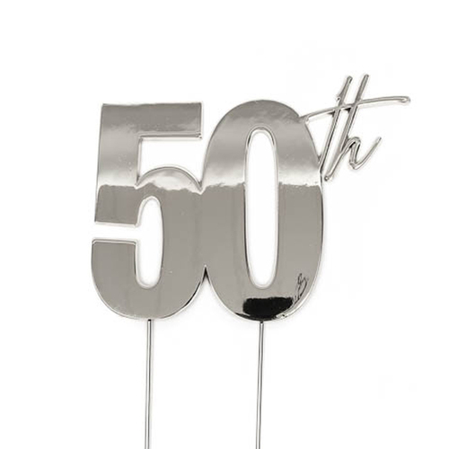 50th - SILVER Plated Cake Topper