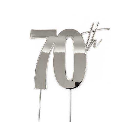 70th - SILVER Plated Cake Topper