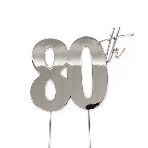 80th - SILVER Plated Cake Topper