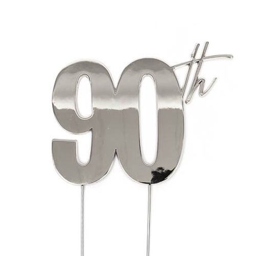 90th - SILVER Plated Cake Topper