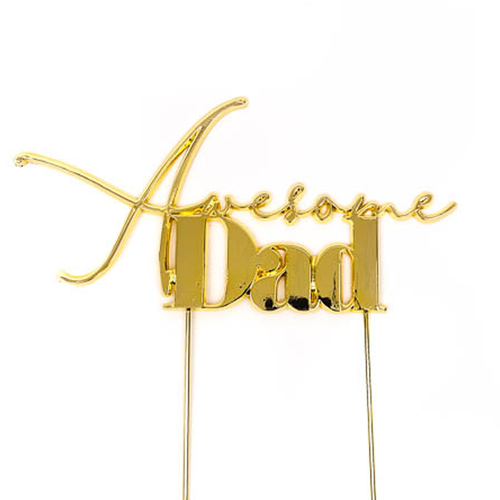 AWESOME DAD - GOLD Plated Cake Topper