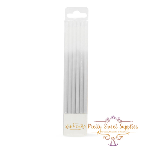 SILVER OMBRE Cake Candles (Pack of 12)