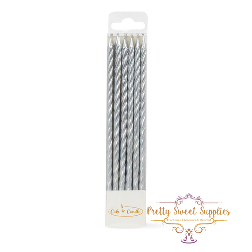 SILVER SPIRAL Cake Candles (Pack of 12)