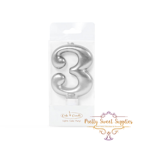 SILVER Candle - Number 3