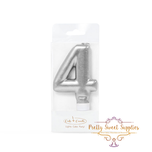 SILVER Candle - Number 4