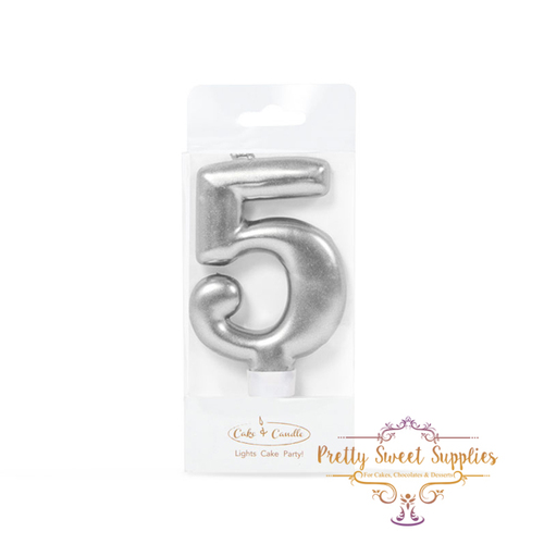 SILVER Candle - Number 5