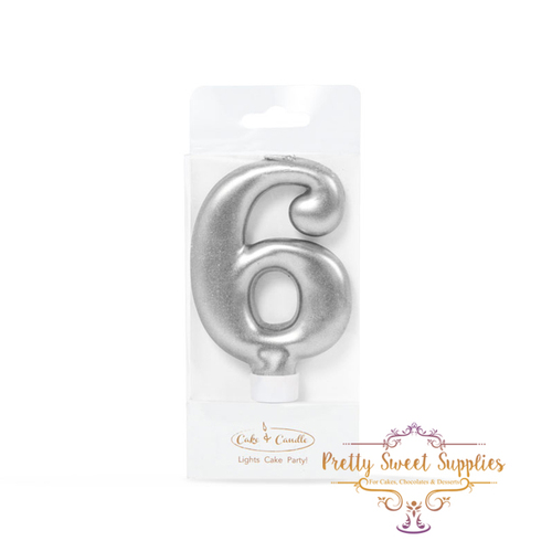 SILVER Candle - Number 6