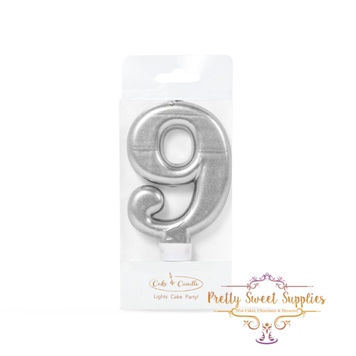 SILVER Candle - Number 9
