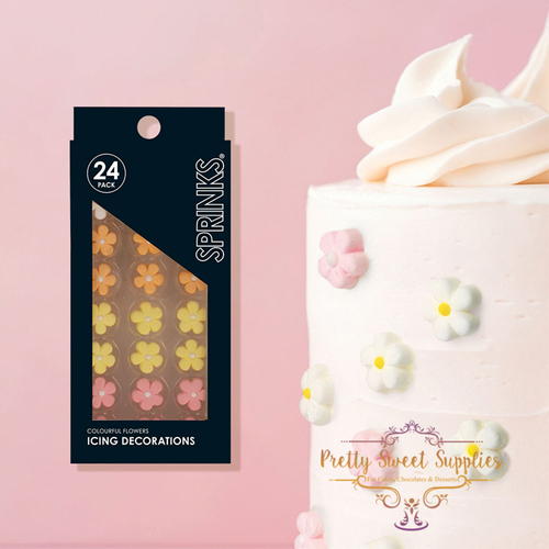 COLOURFUL FLOWERS Icing Decorations (24 pieces)