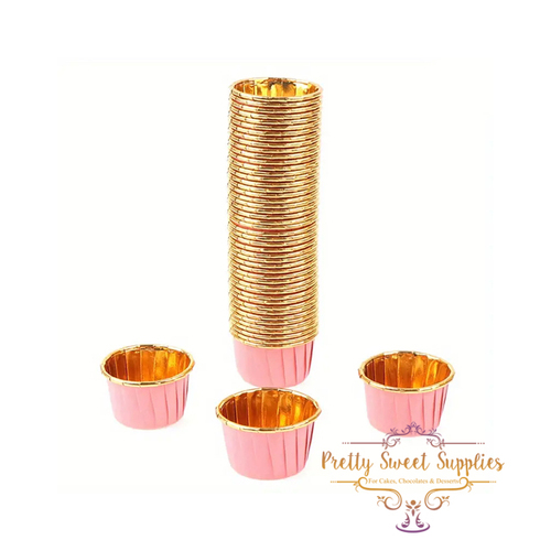 Gold-lined Small Baking Cups - Pink