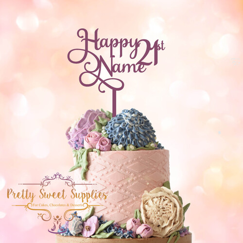 HAPPY AGE BIRTHDAY Custom Cake Topper - Style 1