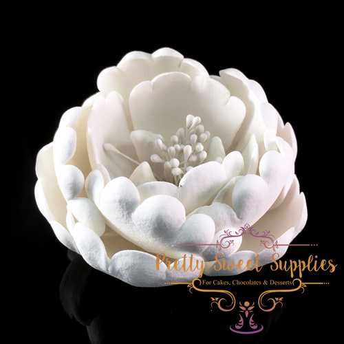 PEONY RUFFLED White Large Sugar Flower